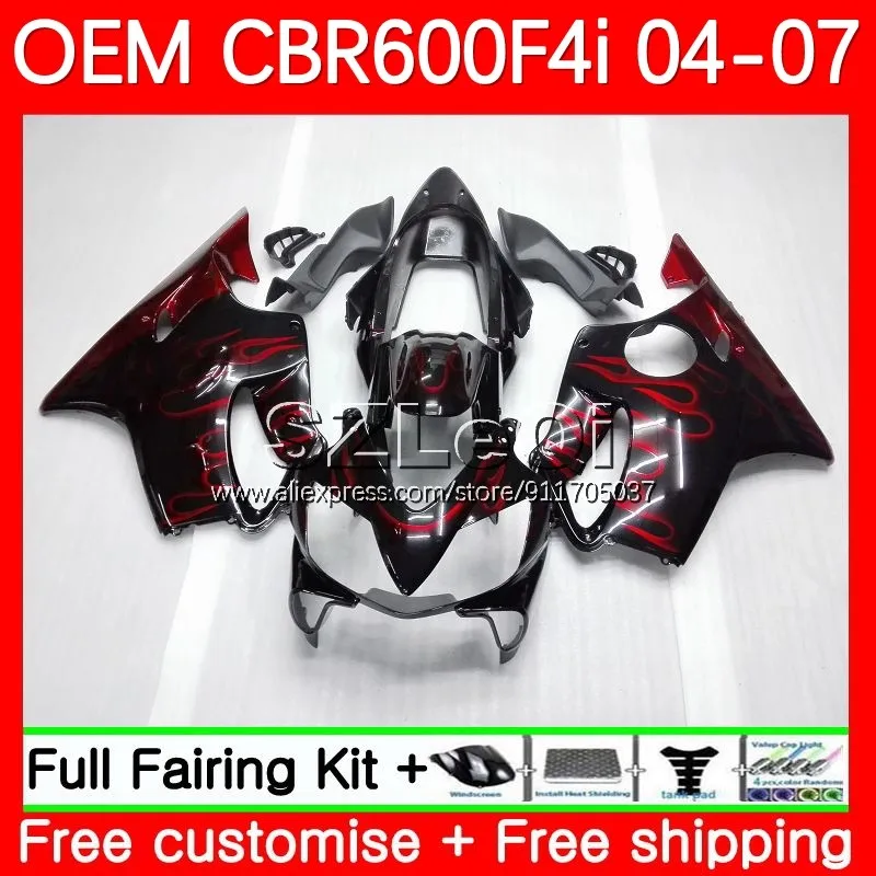 Injection For HONDA Body CBR 600 600F4i CBR600F4i Red Flames 04 05 06 07 30No.83 CBR600 F4i 600CC 2004 2005 2006 2007 Fairing