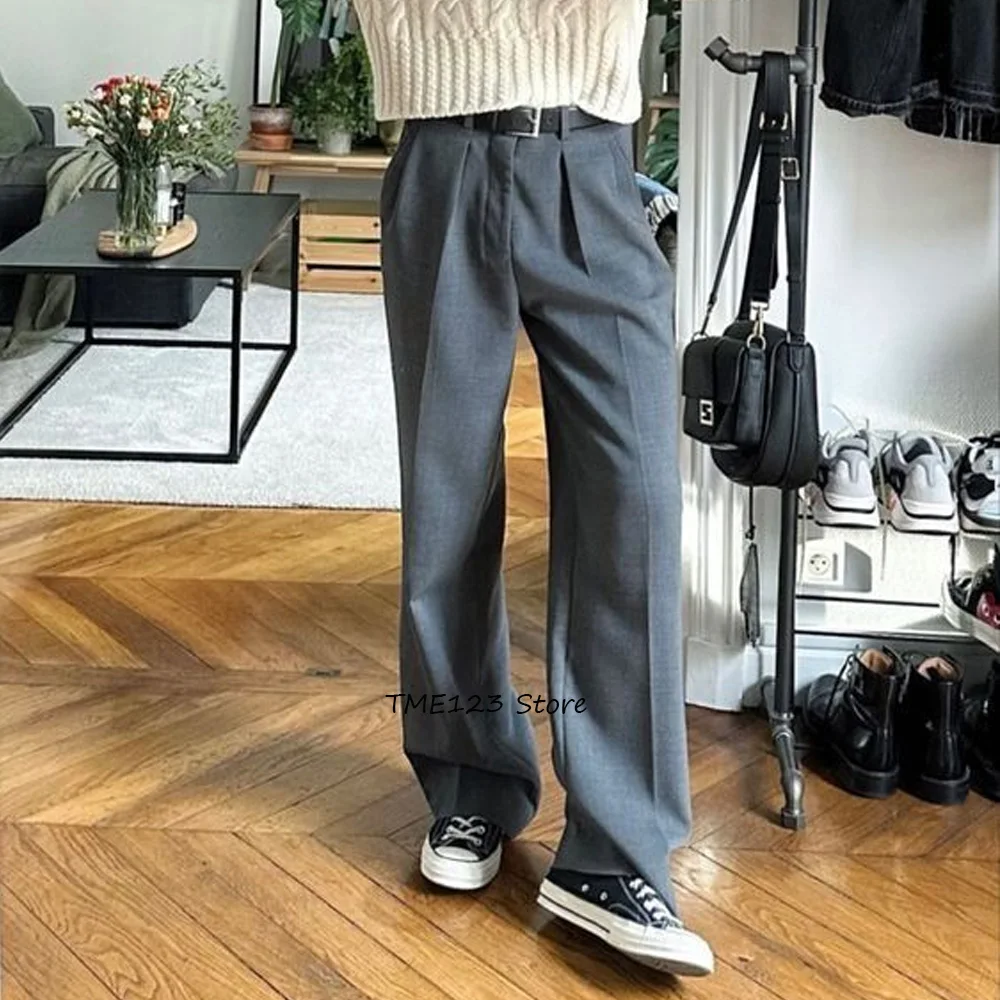 Trouser for Man Trousers Loose Fit Work Pants Men's Solid Color Casual Wide-leg Polyester Comfortable Tailoring Classic Clothing