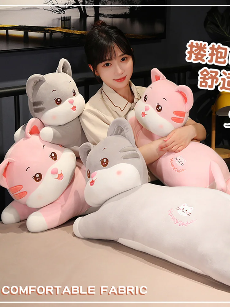 

60-80cm Cat Stuffed Plush Toys Soft Cute Lying Animal Doll Plushies Pillow Home Decor Sofa Cushion Kids Girl Birthday Gift