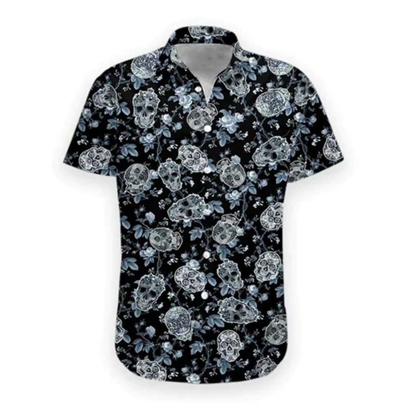 

Funny Hawaiian Shirt Men Personality Summer Lapel Button Short Sleeve Shirts Top Street Fashion Oversized Blouse Male Clothing