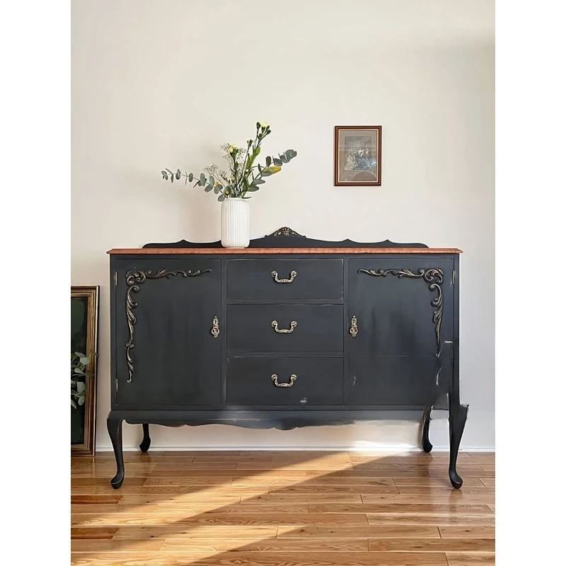 

Входной шкаф во французском стиле в стиле ретро. Входной сундук из цельного дерева. Встроенный резной шкаф для хранения.