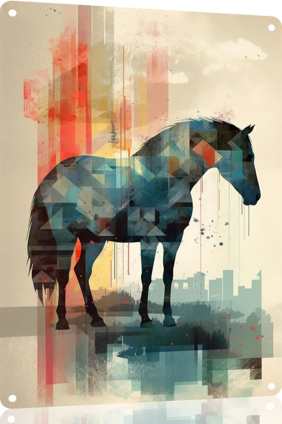 12x8IN Retro Horse Metal Tin Sign - Vintage Farmhouse Wall Decor For Home, Kitchen, Bathroom, Bar - Graceful Equine Artwork sign