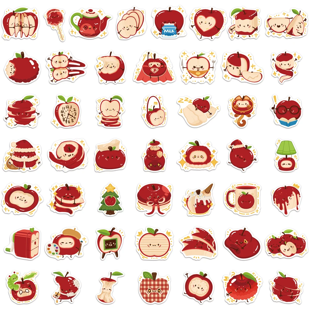 50PCS Cartoon Apple Paradise Fun Stickers Set DIY Phone Case Laptop Water Cup Handbag Stickers