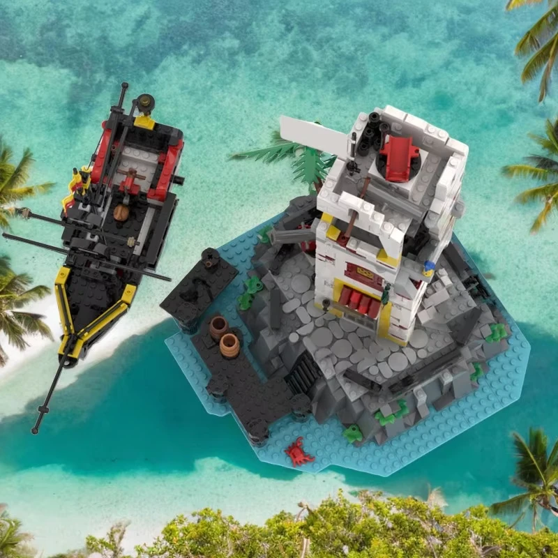 919 pçs moc arquitetura medieval piratas retorno para sabre ilha modelo diy montagem bloco de construção brinquedos presente aniversário das crianças
