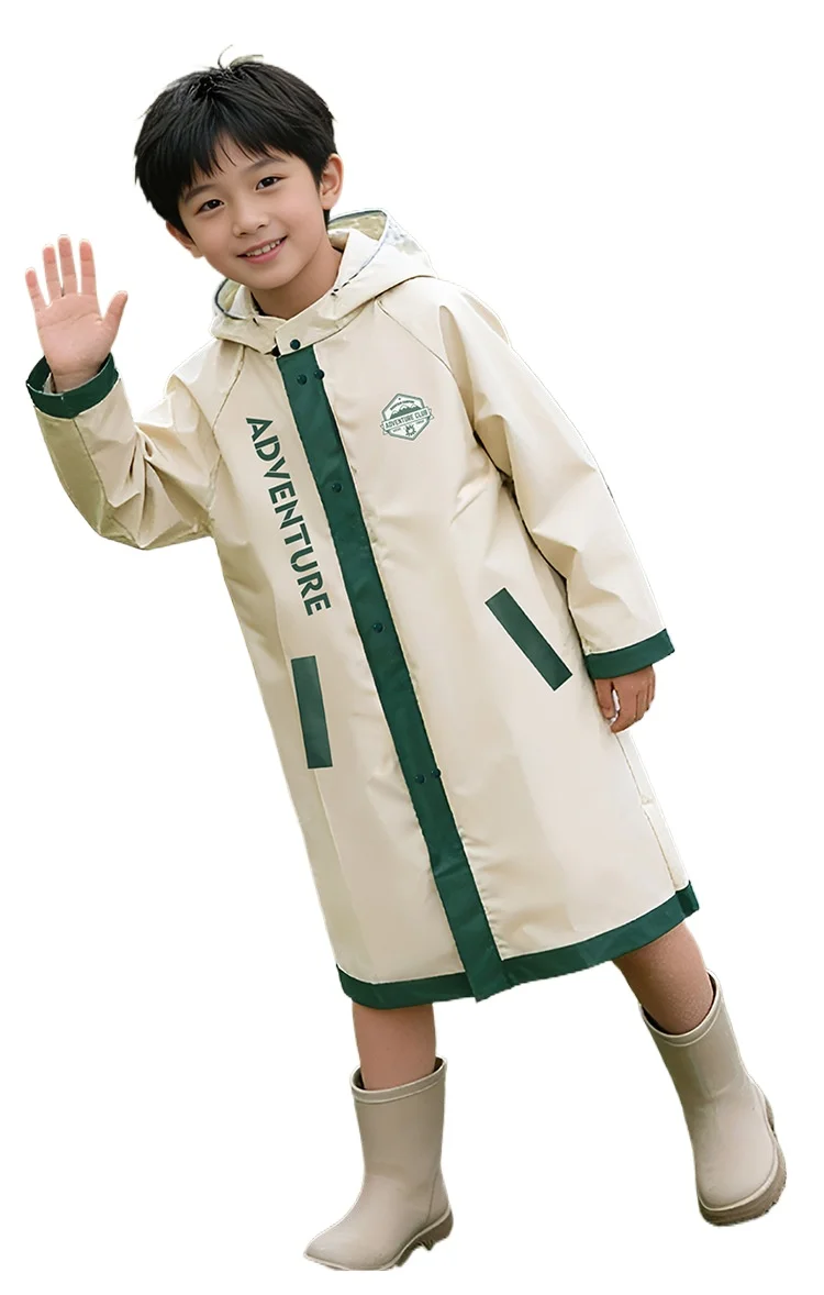 

Child Thickened Weatherproof Rain Poncho Backpack Position Foldable Kids School Raincoat Junior High Senior Students
