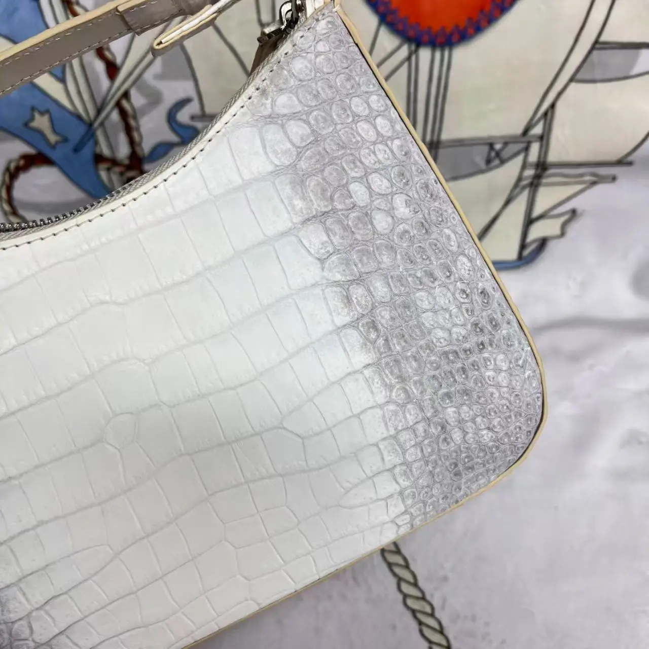 الهيمالايا اللون الأبيض أحدث مصمم 2026 جديد 100% جلد التمساح الأصلي عبر الجسم حقيبة جلد التمساح حقيبة كتف سيدة #3