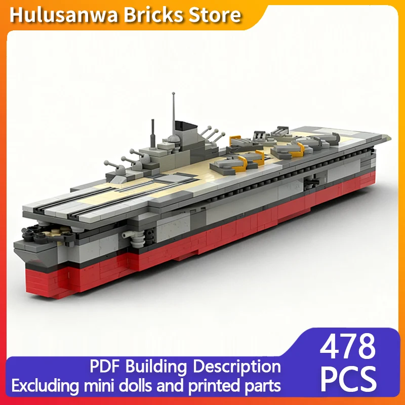 CV-1 Aircraft Carrier Model MOC Building Bricks War Equipment Modular Technology Gifts Holiday Assemble Children Toys Suit