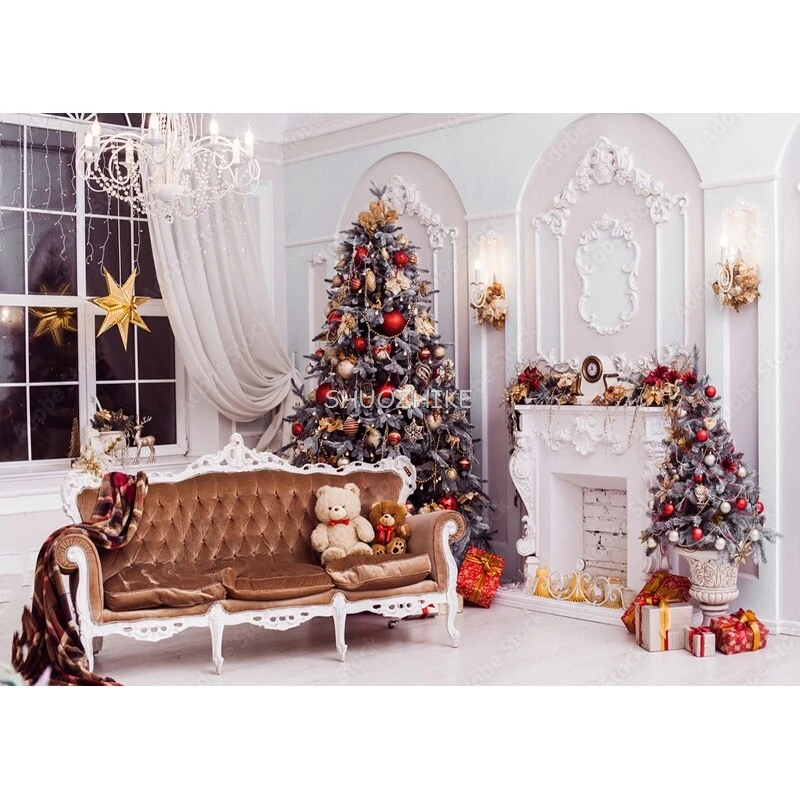 SHUOZHIKE Christmas Photography Background Snowman Christmas tree Portrait Backdrops For Photo Studio Props HHJJ-04