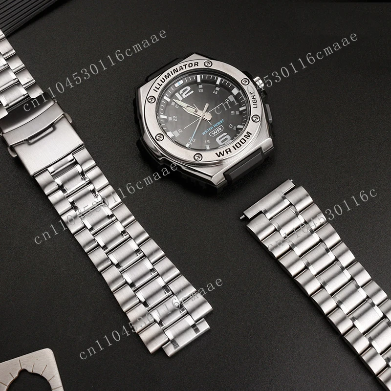 Suitable for Black Knight MWA-100H MWD-100H Modified Stainless Steel Strap, Silver Stainless Steel Strap