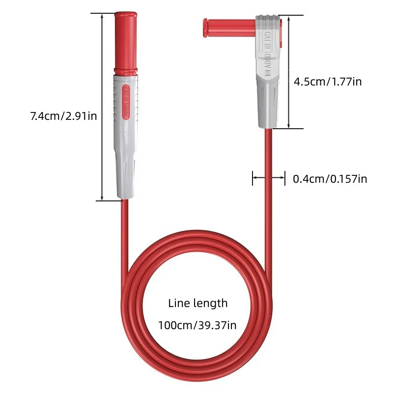 Cleqee P1033 2PCS Safety Banana Plug Test Lead 90 Degree To Straight Multimeter Test Cable 100CM 1000V/15A image 2