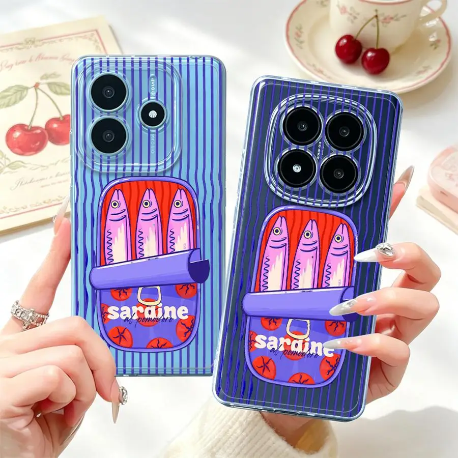 Soft Phone Cover Case for Xiaomi Redmi Note 15 Pro 9 10 Note 13 Note14 10S 13C Note11 11S 12S 12 A4 A7 14C Sardine Can Print