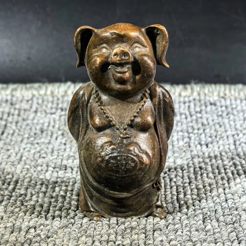 Bronze ornaments: Longevity and Wealth Pig, Master Bajia, Second Patriarch, Kung Fu Tea Ceremony Table Decoration, Vintage Zodia
