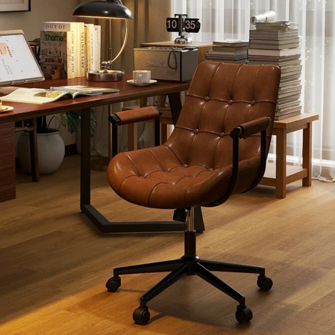 Home Bedroom Lifting Swivel Chair Light Luxury Comfortable Makeup Chair Study Ergonomic Backrest Movable Office Computer Chairs