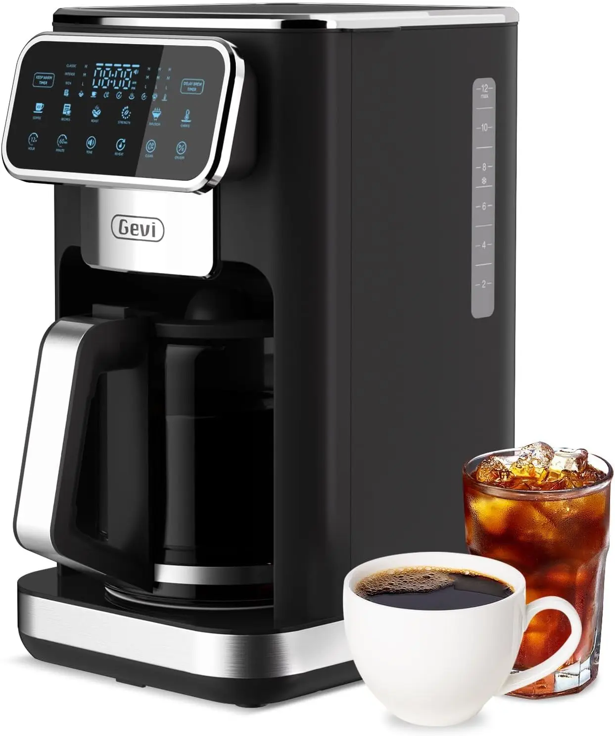 

12-Cup Programmable Drip Coffee Maker with Touch Screen, Fast Brew, Auto Shut-Off, Keep Warm Plate, Iced Coffee Option