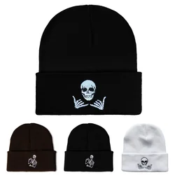 Winter hat men's knitted hat fashion pullover hat leisure sports warm thick winter hat elastic women's hat white black hat unise