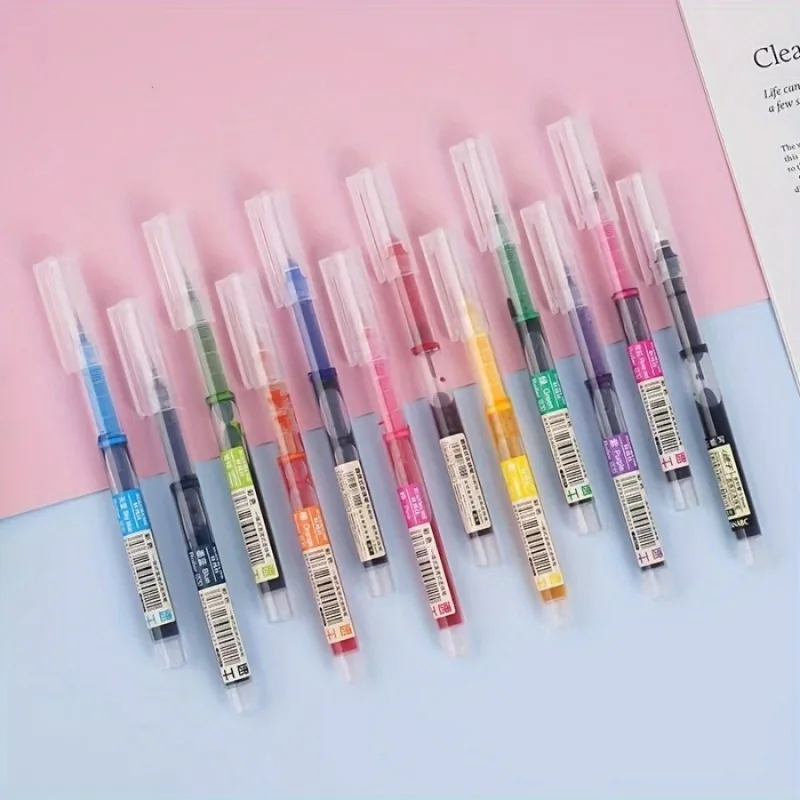 12 Pcs Color Gel pens.Quick Drying Large Capacity，0.5mm, suitable for Students, Note-taking, Marking, Drawing, Bookkeeping.