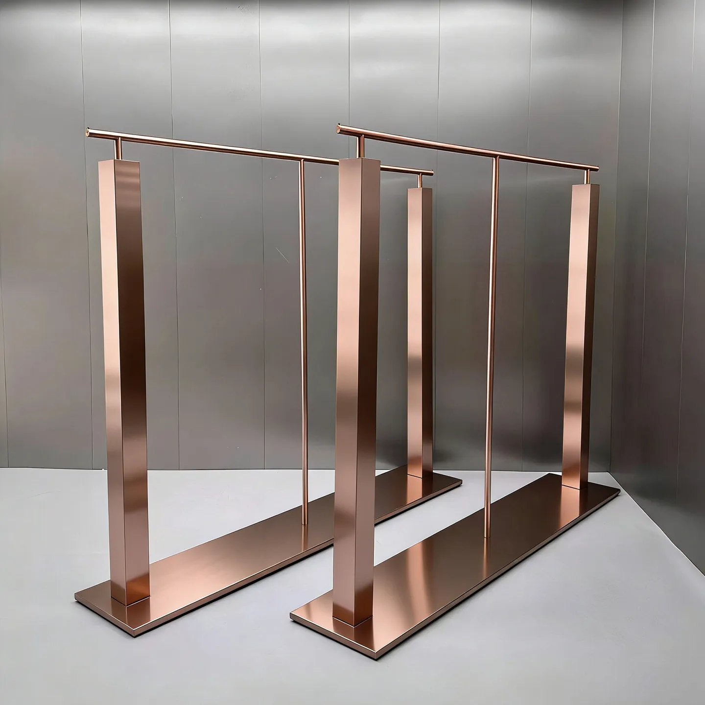 Clothing store display rack Nakajima stainless steel rose gold hanging clothes rack