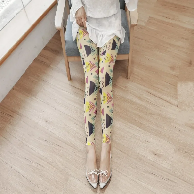 แฟชั่นฤดูใบไม้ผลิฤดูร้อนเซ็กซี่สบายๆยืดหยุ่นสูงและสีสันขาอุ่น Fit ขนาดส่วนใหญ่กางเกง Leggins กางเกงกางเกงขายาวผู้หญิง
