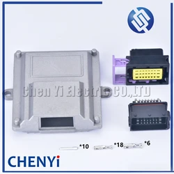 1 kits set 24 pin way A6 aluminum single hole automotive  ecu box with matching connector and Pin 211PC249S0005 211PC249S8005