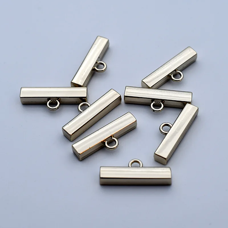 Metal T-shaped square edge button clothing jacket rectangular accessory gold decorative T21mm