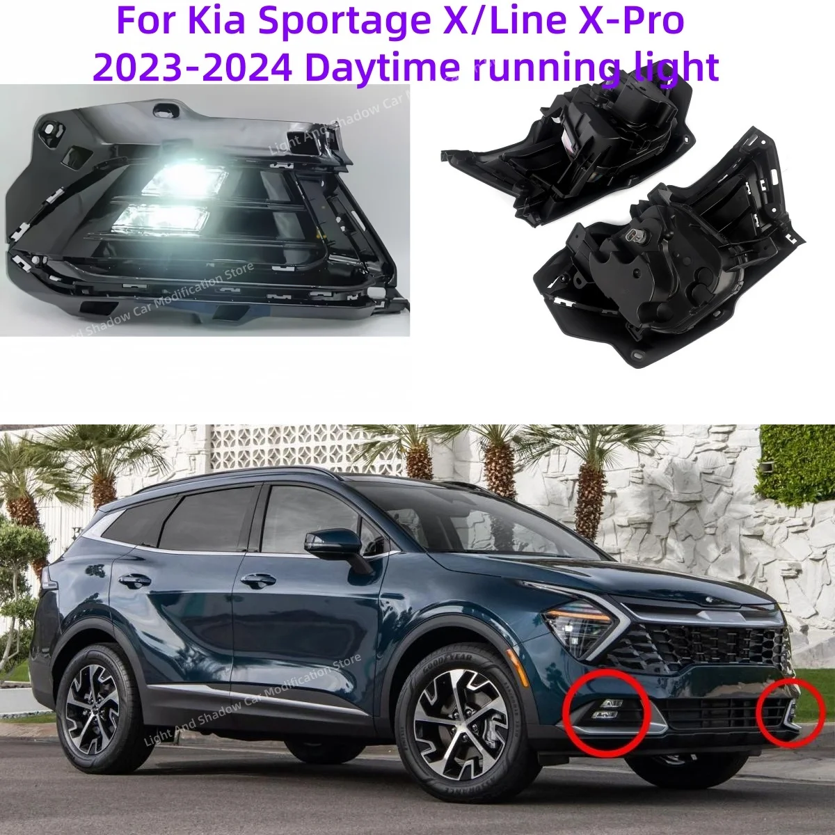 For Kia Sportage X/Line X-Pro 2023-2024 LED Daytime running light Modification Front fog light assembly Specialized Auto parts