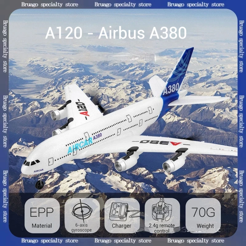 

WLtoys XK A120 Airbus A380 Three-Channel Remote Control Glider Plane Simulation Realistic Design After-Push Dual-Power System