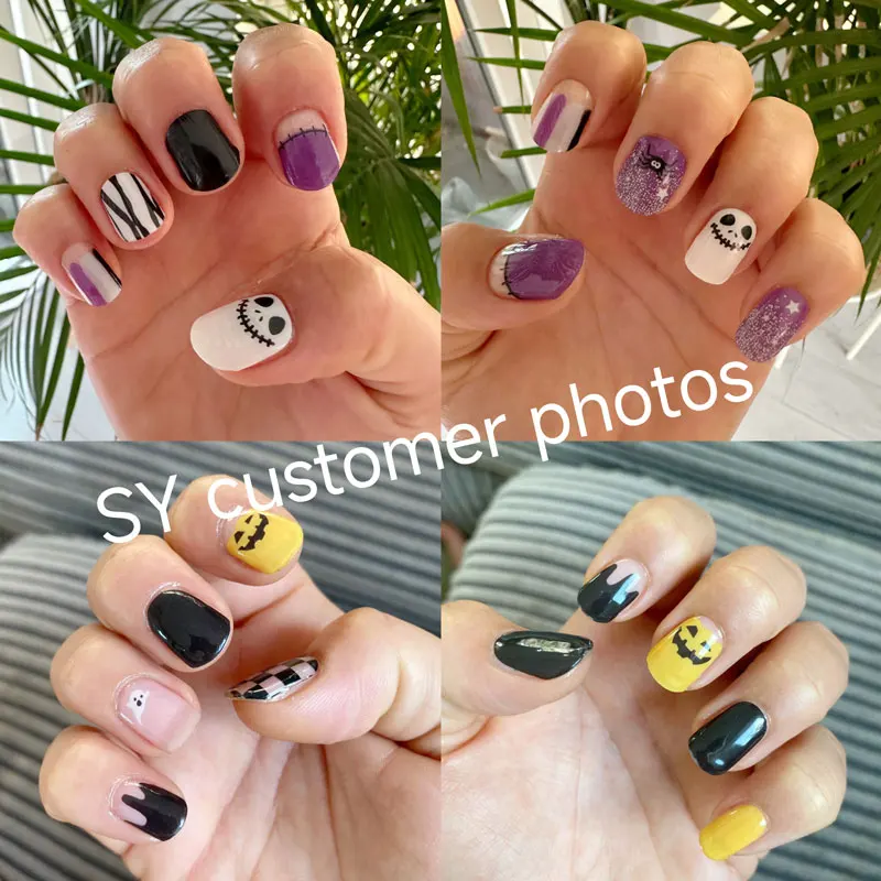 24tips Halloween Semi-ausgehärtete UV Gel Nagel Aufkleber Volle Abdeckung Gel Nagel Aufkleber Für UV Lampe Gel Nagel Streifen Presse Auf Nagel Aufkleber – Detail 2