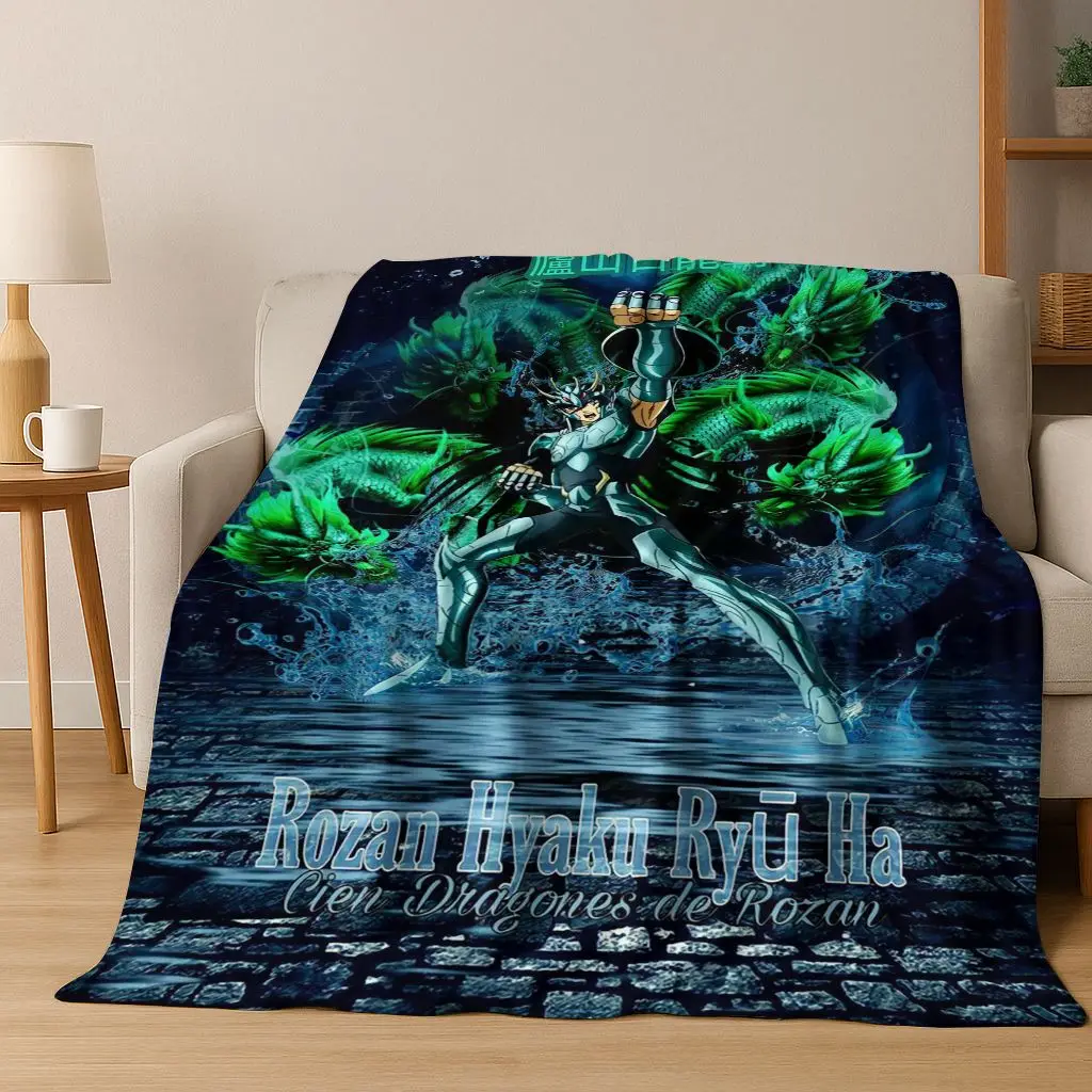

Retro Anime Saint Seiya Gold Saint Cartoon Flannel Blanket,Cozy Soft Throw Blanket for Home Bedroom Bed Sofa Picnic Cover Kids