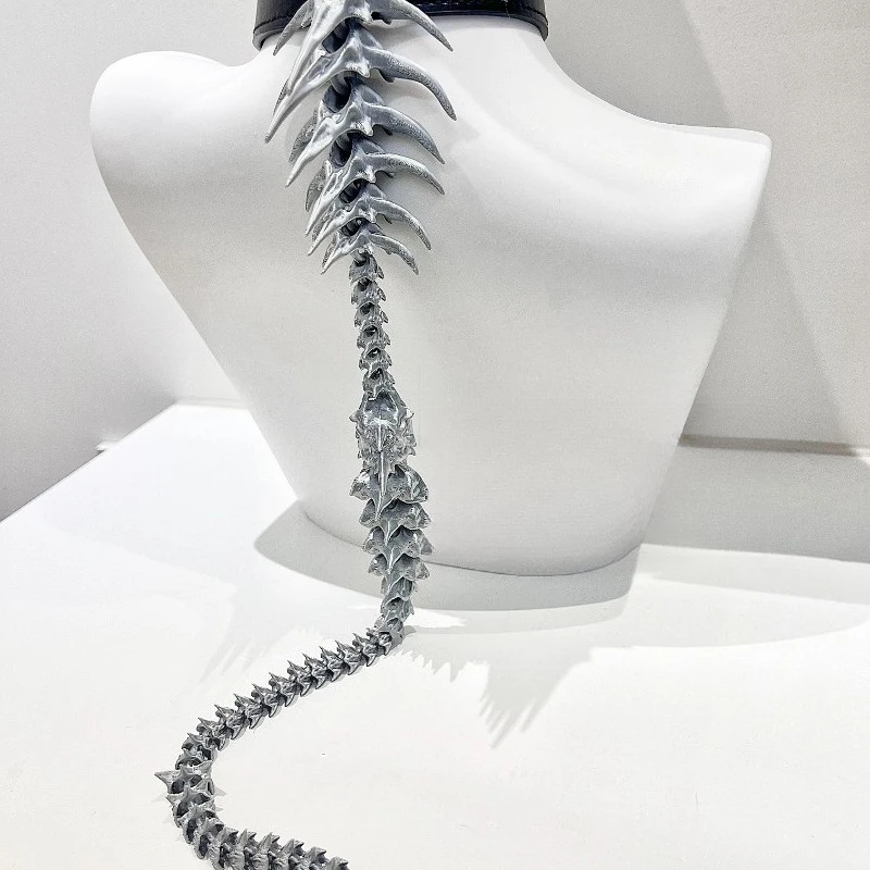 Necklace spine metal subculture choker dark gothic punk cos back chain