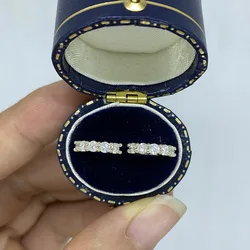 2.5mm Each Round Shape Solid 14k 10K Gold/925 Silver Hoop Earring HPHT Lab Grown Diamond DEF VS-VVS Women Wedding Party Jewelry