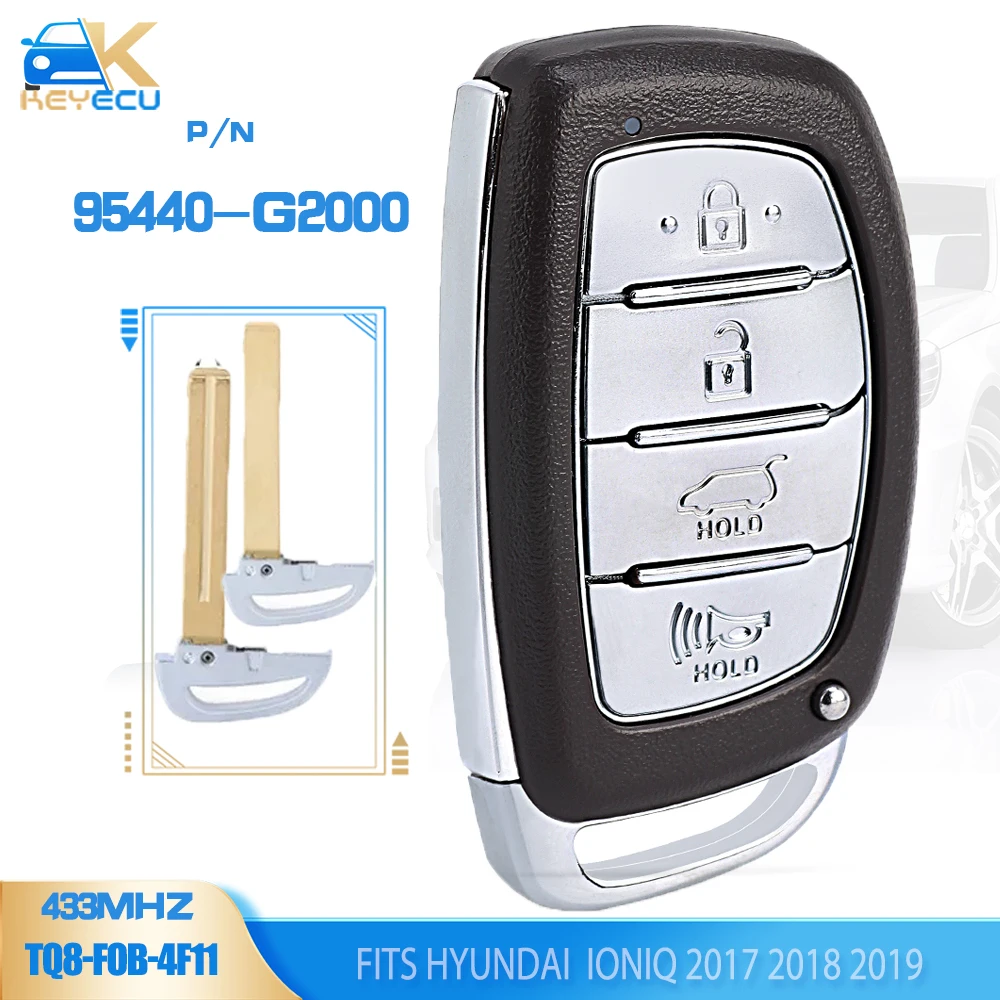 KEYECU 95440-G2000 Smart Keyless Proximity Remote Key FOB FSK 433MHZ ID47 for Hyundai Ioniq 2017 2018 2019 FCCID: TQ8-FOB-4F11