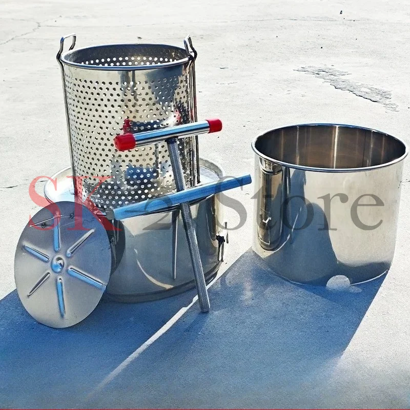 Honey Press All Stainless Steel Large Press Honey Distillers with Barrel Filter Household Juice Vegetable Stuffing