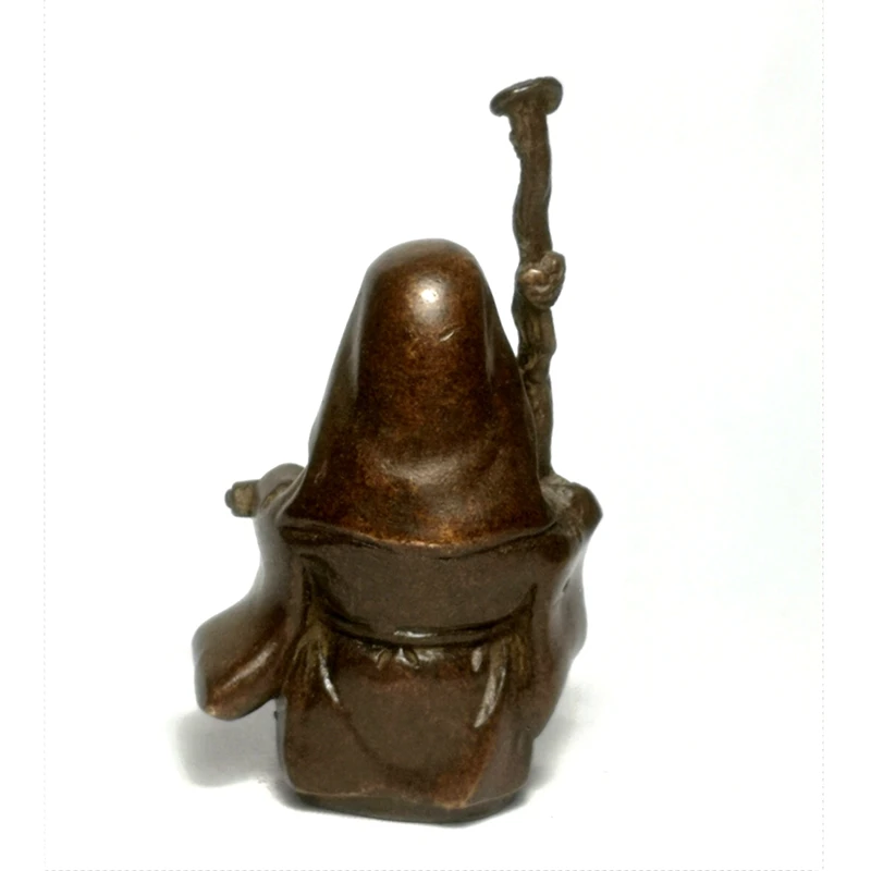 YIZHU CULTUER ART Size 6.3 × 3.5 cm Chinese Bronze Carving Earth god Figurine Statue signature Collection
