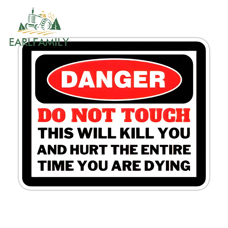 

EARLFAMILY Danger Do Not Touch Fine Decal Vibrant Attractive Skateboard Decal DIY Suitable For PVC Tumbler Storage Flask
