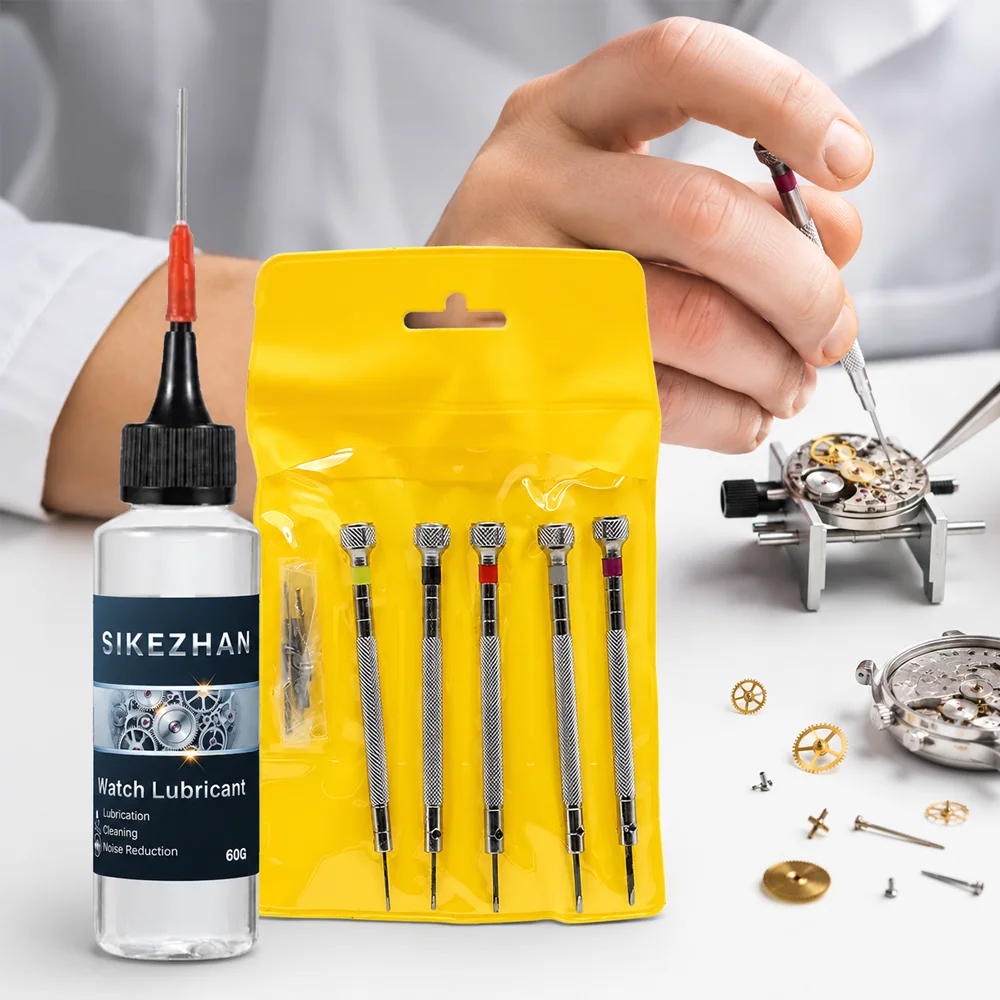 5Pcs Watch Repair Tool Kit & Precision Mechanical Watch Lubricant Oil Professional Clock Maintenance Set For Watchmakers DIY Fix
