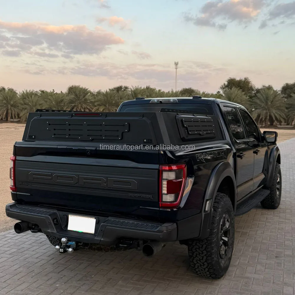 

Dream Garage 2022 F150 Heavy Duty Waterproof Camper Shell Aluminum Pickup Truck Caps Low Canopy Topper With 3 Doors Open