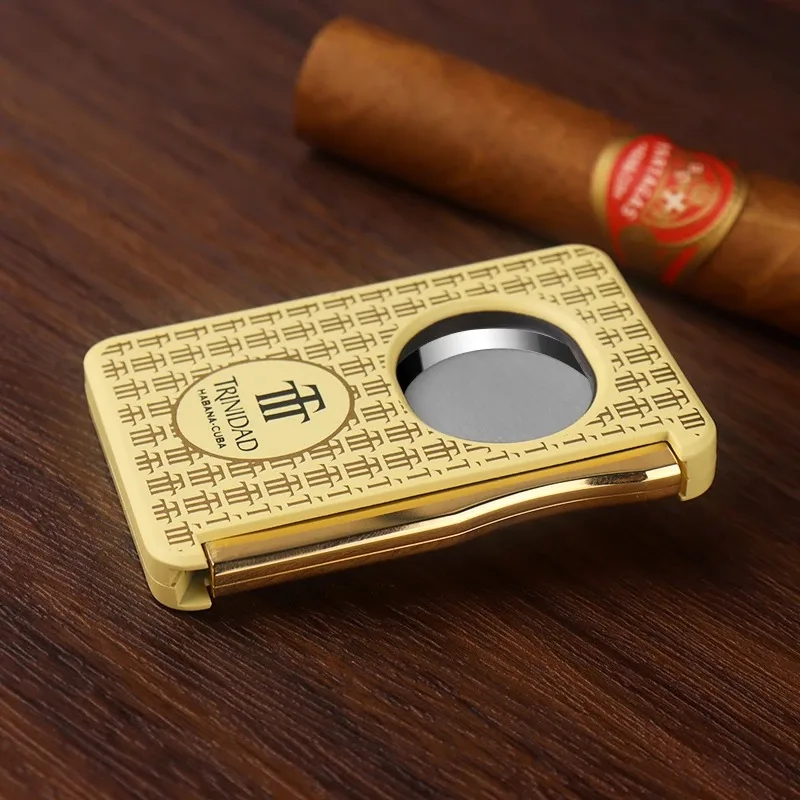 Habanos Gold Cigar Cutter Trinidad Guillotine Stainless Steel Straight Cigar Scissors Cool Gadget Cigar Accessories