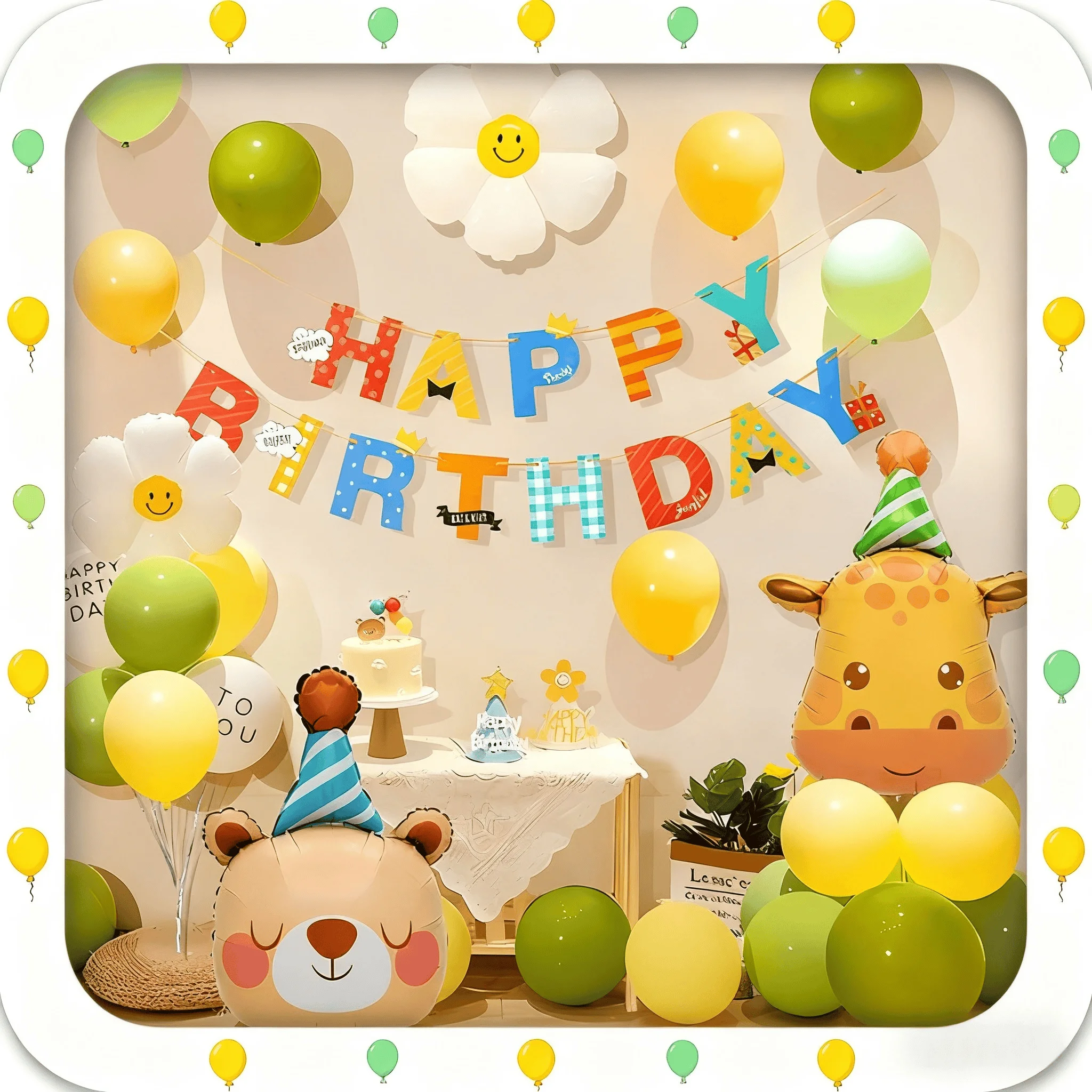 

Letters Happy Birthday Balloon Banner Kit Bear Giraffe Flower Latex Foil Balloon Decoration For Kids Adults Birthday Party