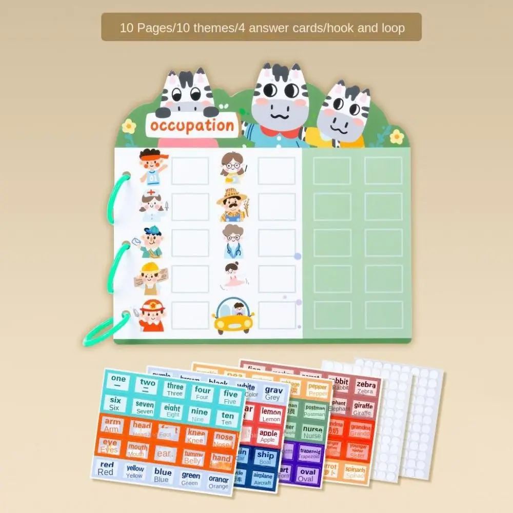 Wiederholtes Einfügen Montessori Quiet Busy Book Farbklassifizierungspapier DIY Paste Material Kit Cartoon DIY