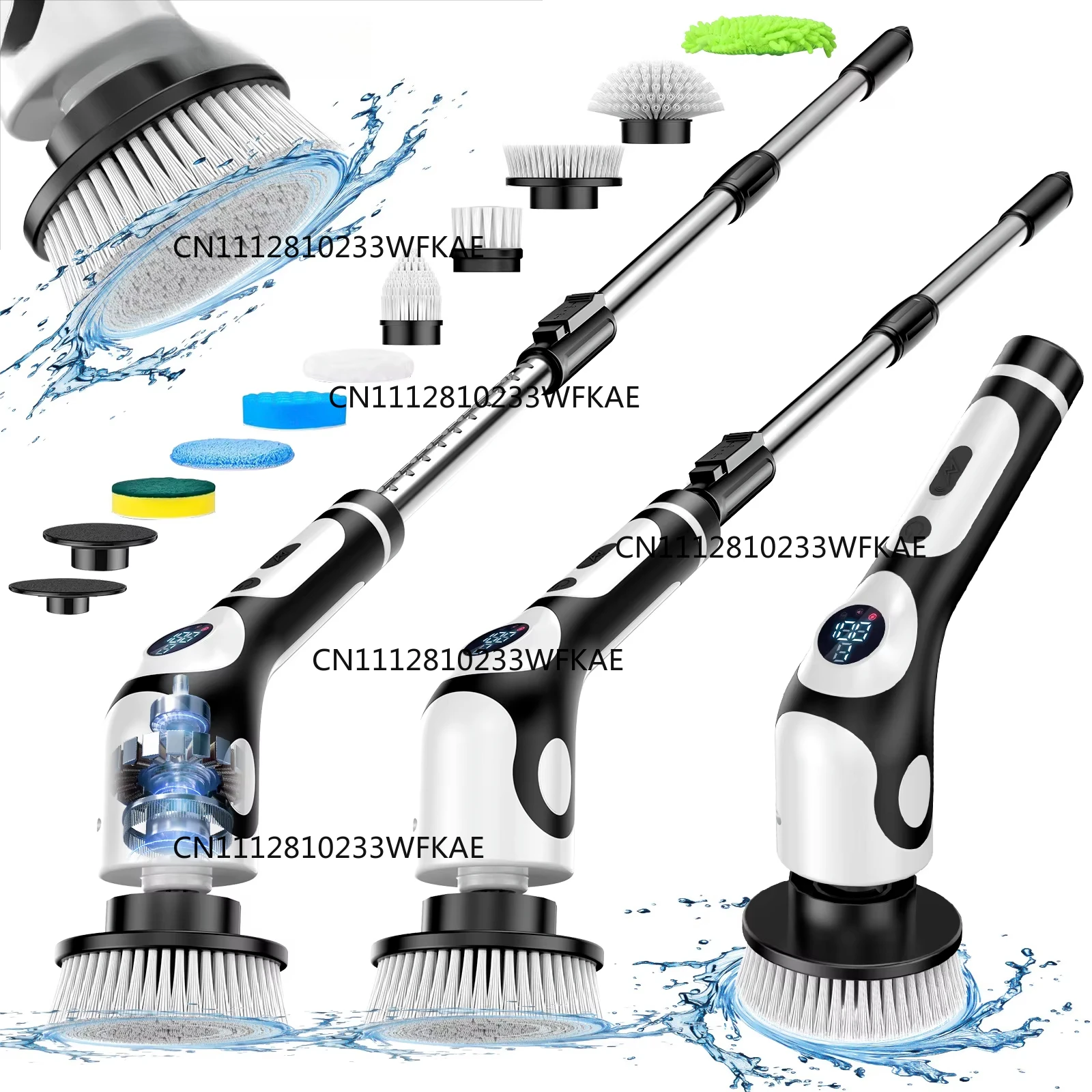 Intelligent rotating multi-function electric cleaning brush, voice rechargeable, kitchen cleaning brush