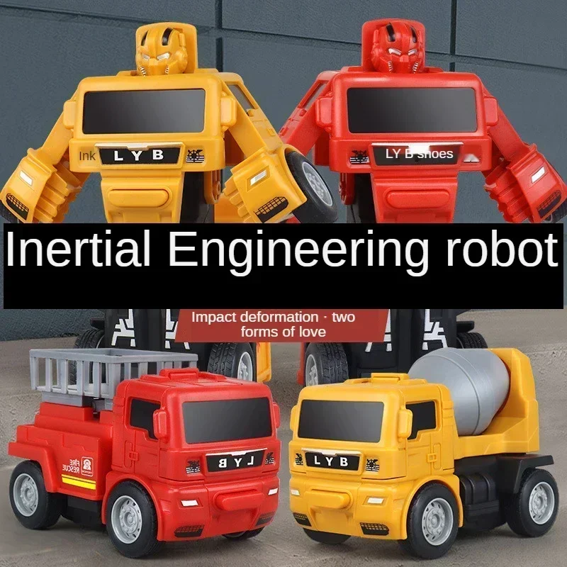 2024 crianças engenharia carro acidente transformando robô brinquedos inércia escavadeira misturador caminhão transporte veículo transformador robô