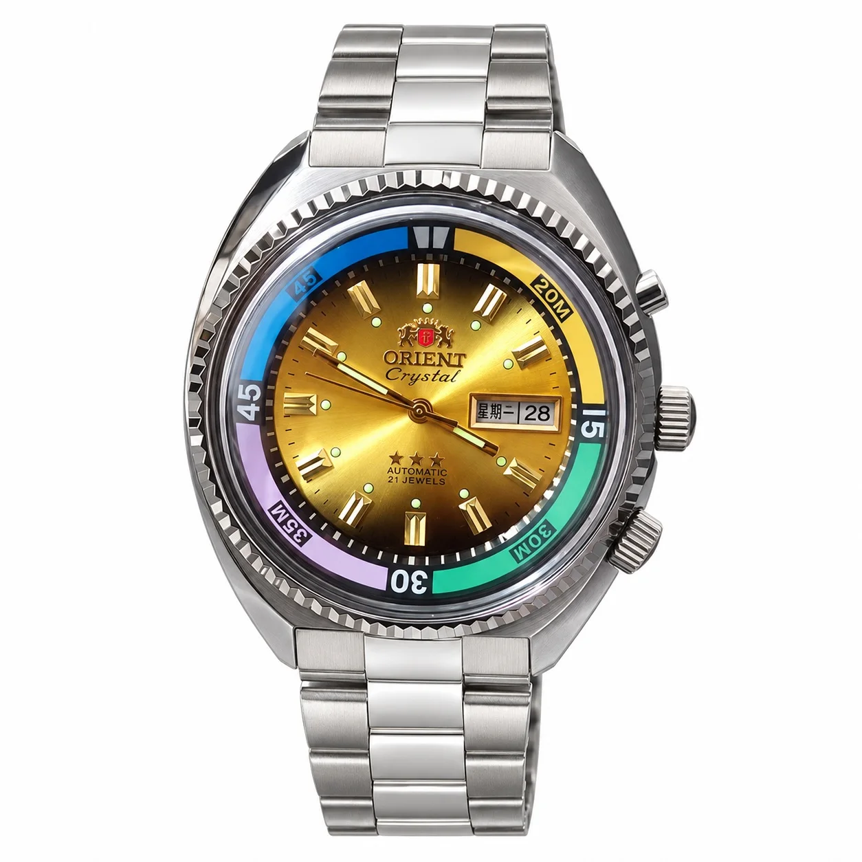 Men's Sports Automatic Watch with Japanese Movement, Seafender Rotating Large Dial, 904L Stainless Steel, 46.5 mm