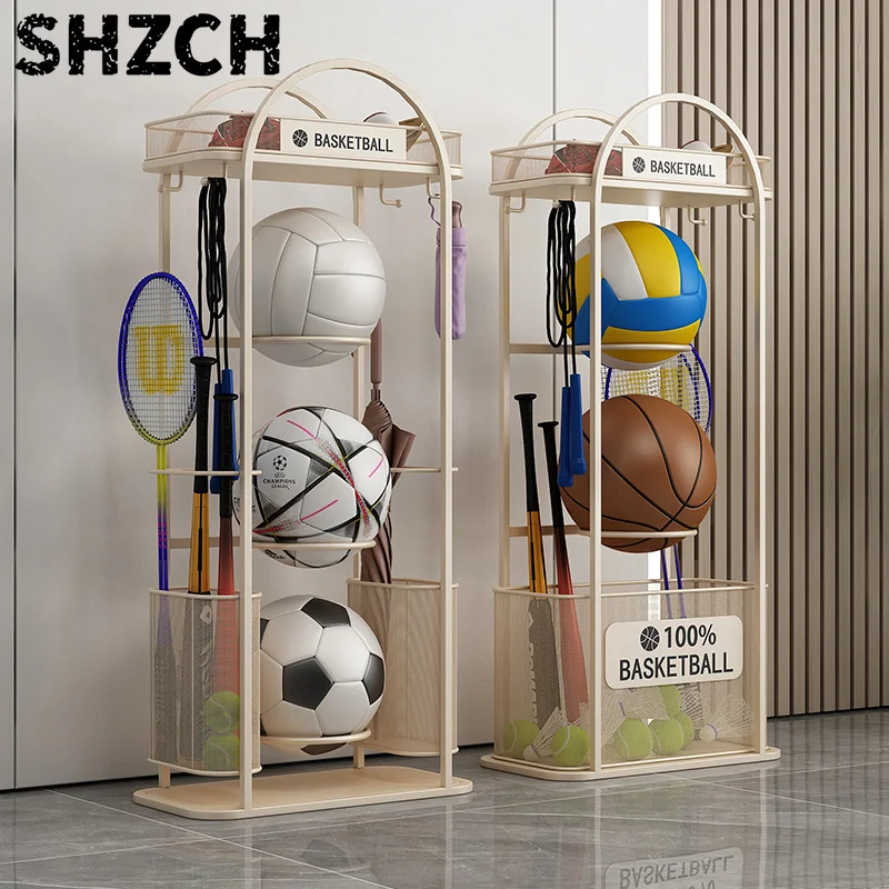 Home Indoor Sports Ball Rack Badminton and Basketball Organizer Kindergarten Soccer Ball Holder Entryway Umbrella Stand