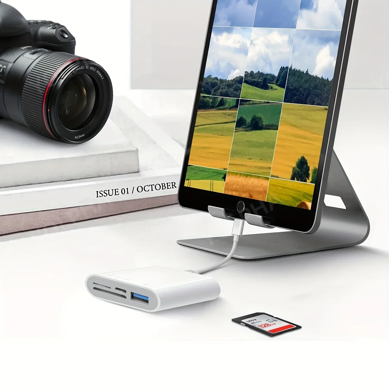 4 في 1 نوع C قارئ بطاقات عالية السرعة USB SD TF قارئ بطاقات الذاكرة آيفون 16 15 هواوي Xiaomi محول الشحن محول