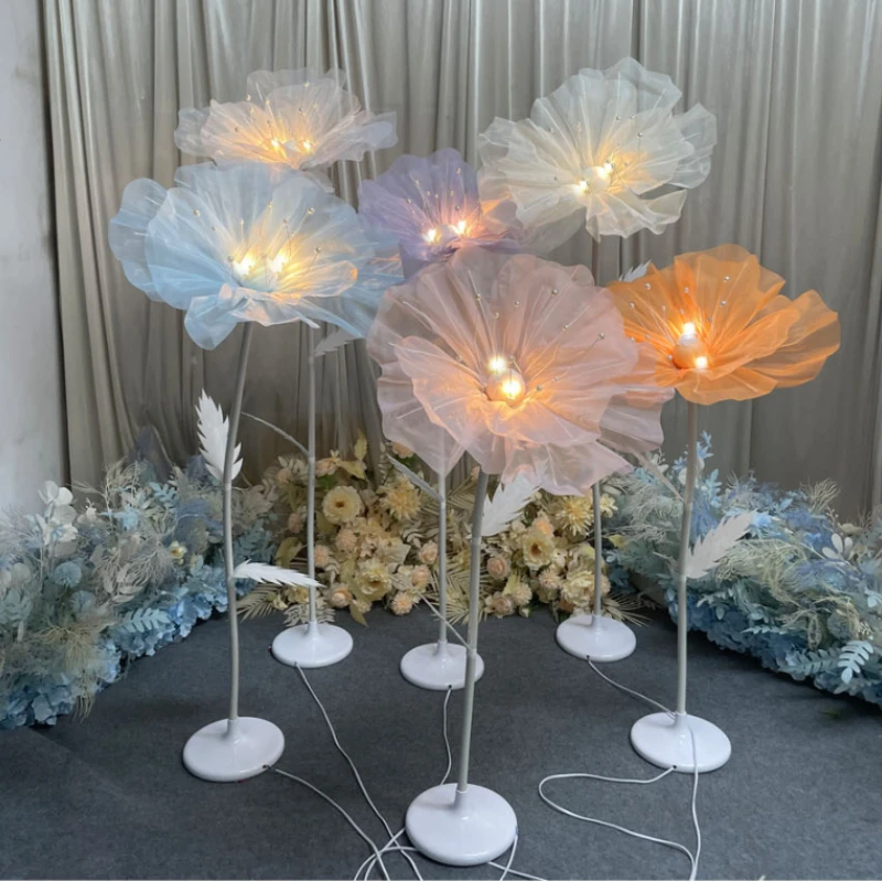 

3pcs Wedding props, luminous gauze, FlowerT-stage, Road Walkway Lighting, Petal Background .Welcome Area Aisle Decorative Floral