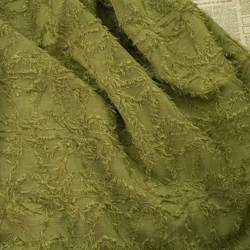 Chiffon Jacquard Fabric Spring/Summer Tassel Cut European and American Style Short Wool Fabric Apparel Sewing Fabric