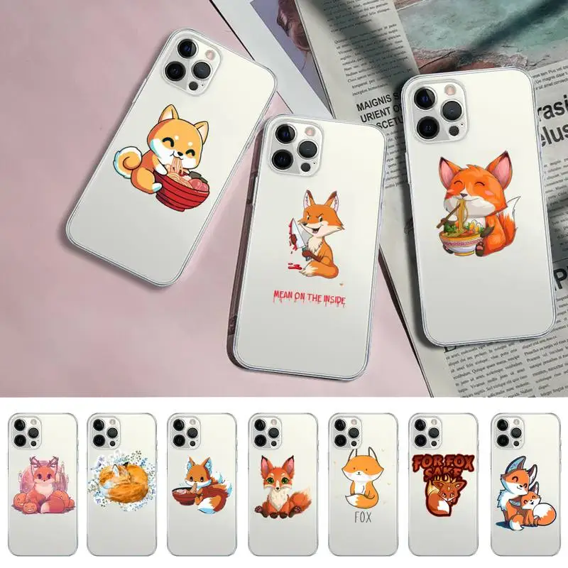 YNDFCNB Cartoon Fox Phone Case for iPhone 11 12 13 mini pro XS MAX 8 7 6 6S Plus X 5S SE 2020 XR clear case