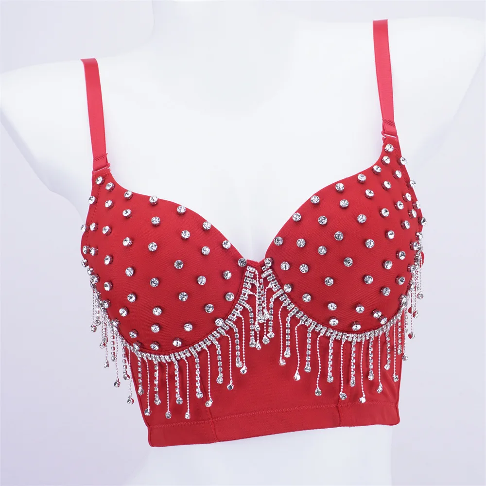 

Outer Design Bra With Diamonds Halter Tassel Chain European And American Niche Y2k Bohemian Tank Tops Female