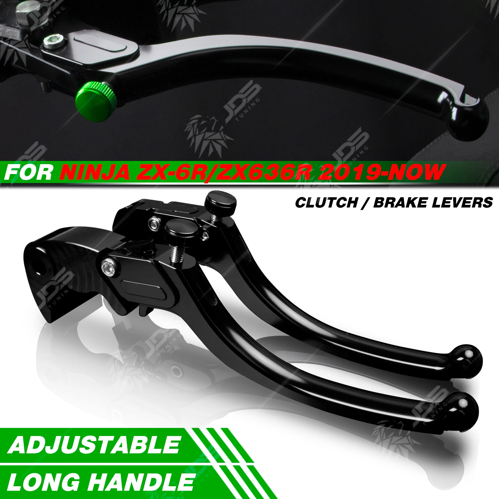 

JDSTUNING For Kawasaki NINJA ZX-6R/ZX6R/ZX636R 2019-NOW Stepless Clutch Lever Brake Lever Set Long Handle Levers Accessories