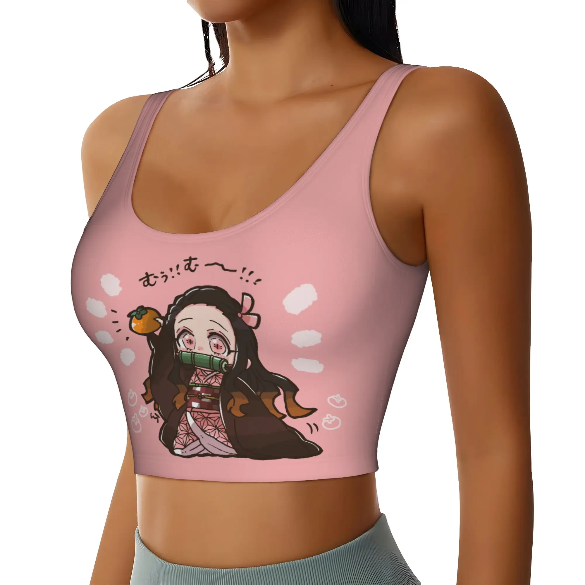High Impact Demon Slayer Kimetsu no Yaiba  Sports Bra for Women Kamado Nezuko Devil's Blade Gym Workout Yoga Crop Top